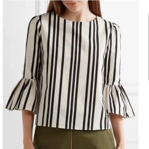 Alice + Olivia Bernice ruffle trimmed stripe top - size small